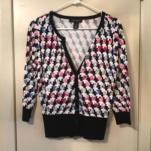 Multicolored White House Black Market Cardigan